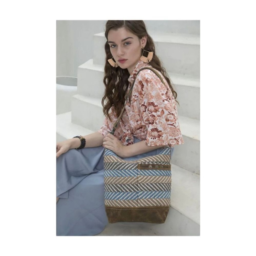 MYRA Blue Chip Recycled Military Tent Shoulder Bag